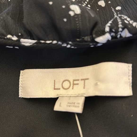 Loft black white long sleeve ruffle blouse Size L New - Picture 8 of 10
